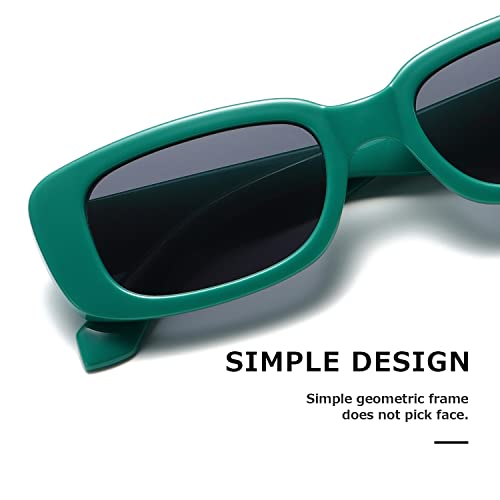 kimorn Rectangle Sunglasses for Women Men Trendy Retro Fashion Sun Glasses 90’s Vintage Square Frame K1200 (Green Frame Grey Lens, 65) - Image 4