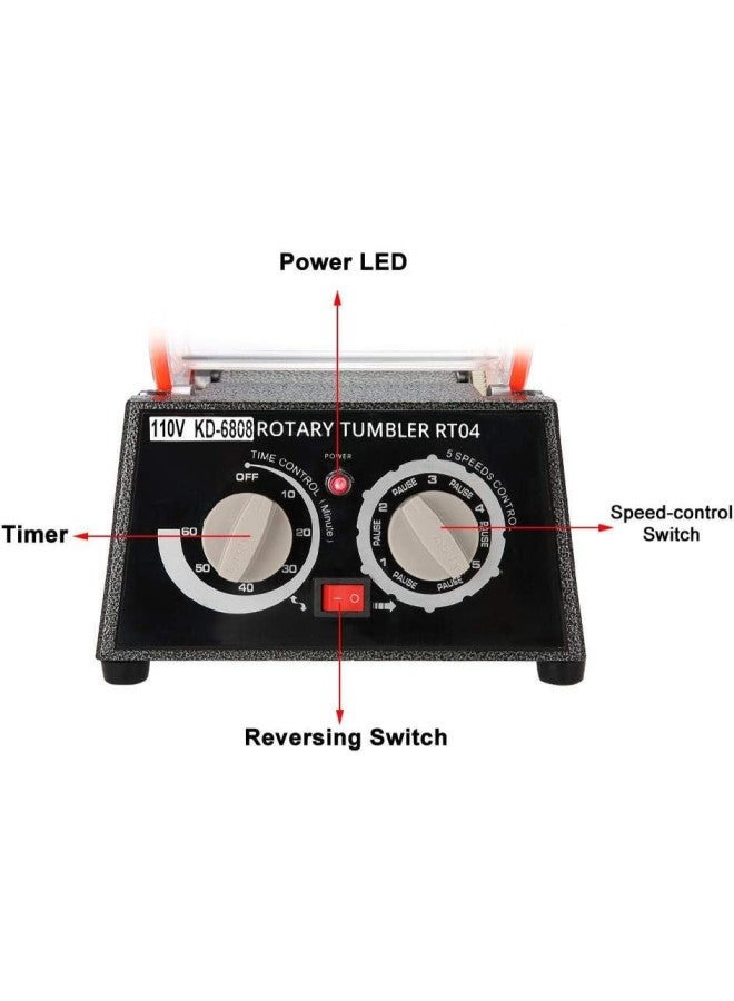 klarako Jewelry Polisher Machine, Rotary Tumbler Design Polishing Bead Cleaner 110V1*Jewelry Polisher+1*Bag of Polishing Beads+1*Tank Band+1*Seal Ring(Black) 
