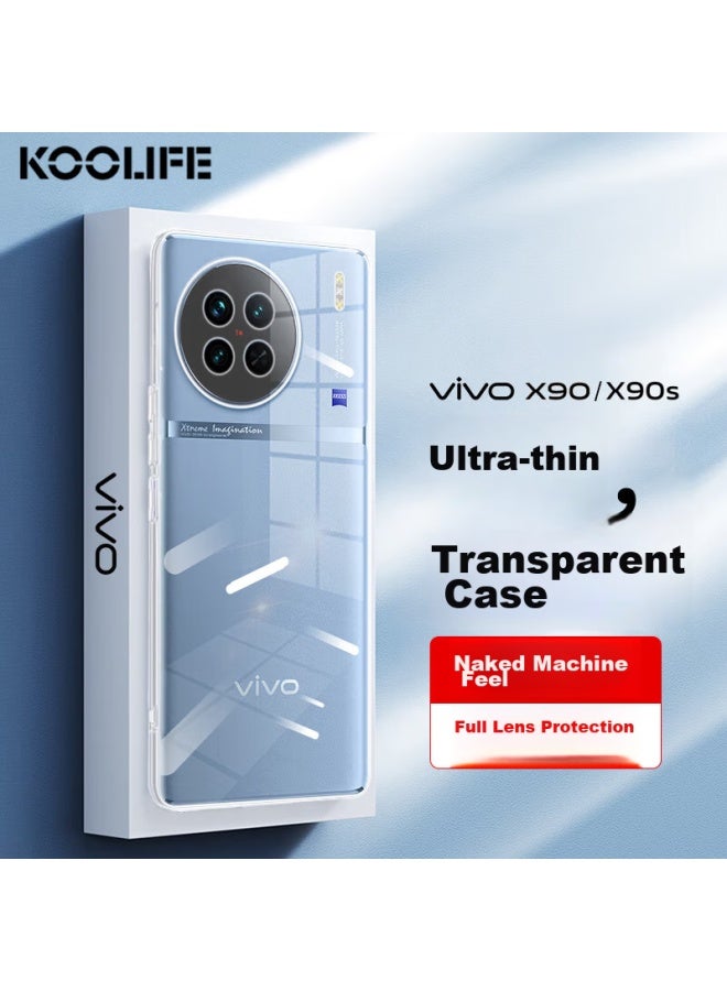 Koolife Phone Case For Vivo X90, Protective Cover For Vivo X90s, Full Lens Protection, Simple Skin-friendly Transparent Soft Case, Fingerprint-resistant Outer Back Cover - Image 1