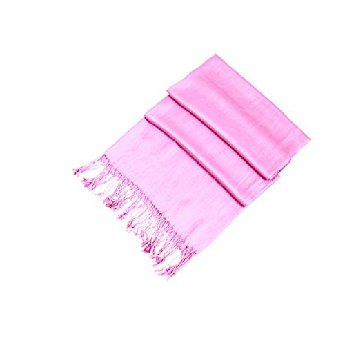Sakkas Large Soft Silky Pashmina Shawl Wrap Scarf in Solid Colors - Blush Pink - Image 2
