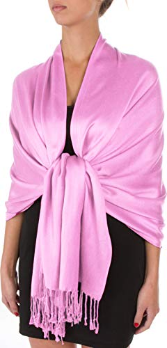 Sakkas Large Soft Silky Pashmina Shawl Wrap Scarf in Solid Colors - Blush Pink - Image 1