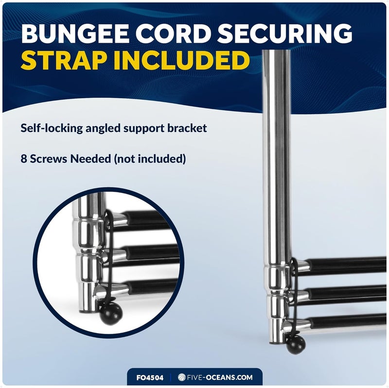 Five Oceans 3-Step Marine Slide Mount Telescoping Ladder, Stainless Steel with Rubber Grips, Pontoon, Fishing, Bass, Sport Boats, Sailboats FO4504 - Image 5