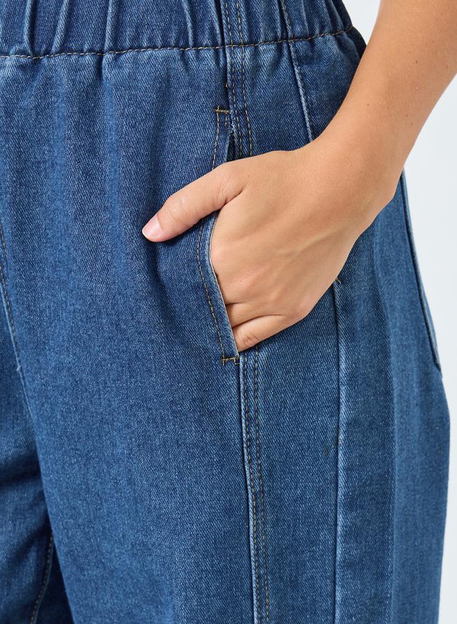 Styli Women Barrel Fit Jeans with Cut and Sew Panel - Image 3