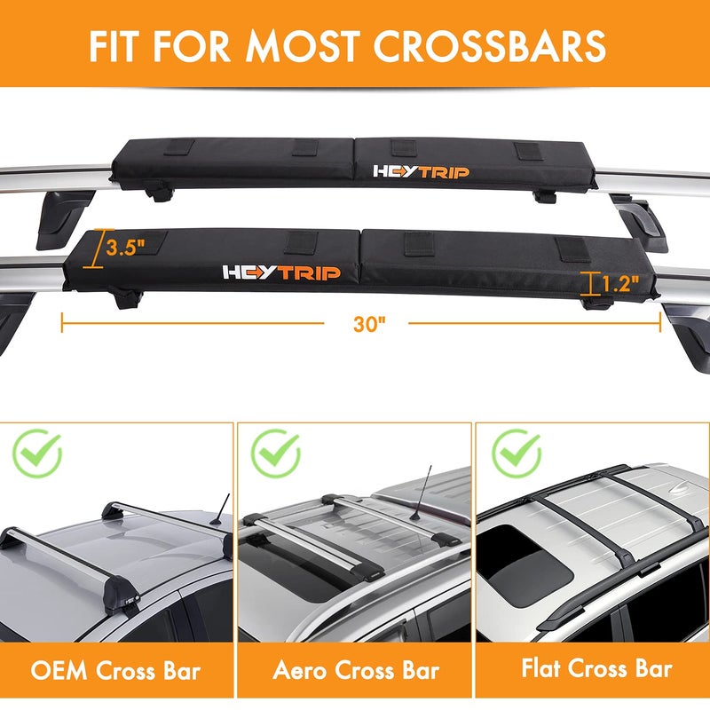 HEYTRIP HEYTRIP Roof Rack Pads 30" Aero Crossbar Pads for Kayak/Surfboard/SUP/Canoe with 15FT Tie-Down Straps and Storage Bag - Image 2