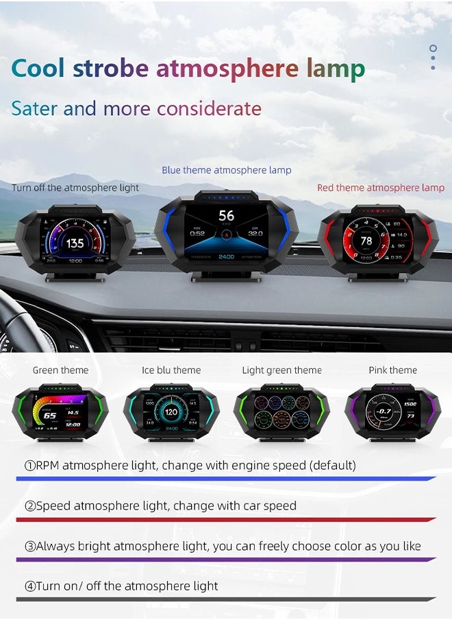 ديقيساند - شاشة عرض عالية الدقة OBD + GPS HUD للسيارة على كمبيوتر اللوحة عداد السرعة الرقمي ودرجة حرارة الماء واستهلاك الوقود ومقياس المنحدر لمعظم المركبات بعد عام 2008 - Image 1