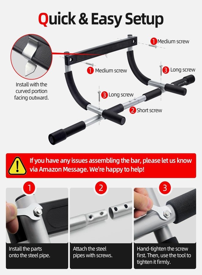 Abahub Home Pull Up Bar - Doorway Mount for Apartments | 265lb Heavy-Duty Strength Trainer | Multi-Grip Space Saver - Image 5