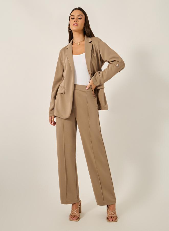 Styli Solid Regular Fit Notch Label Neck Blazer - Image 2