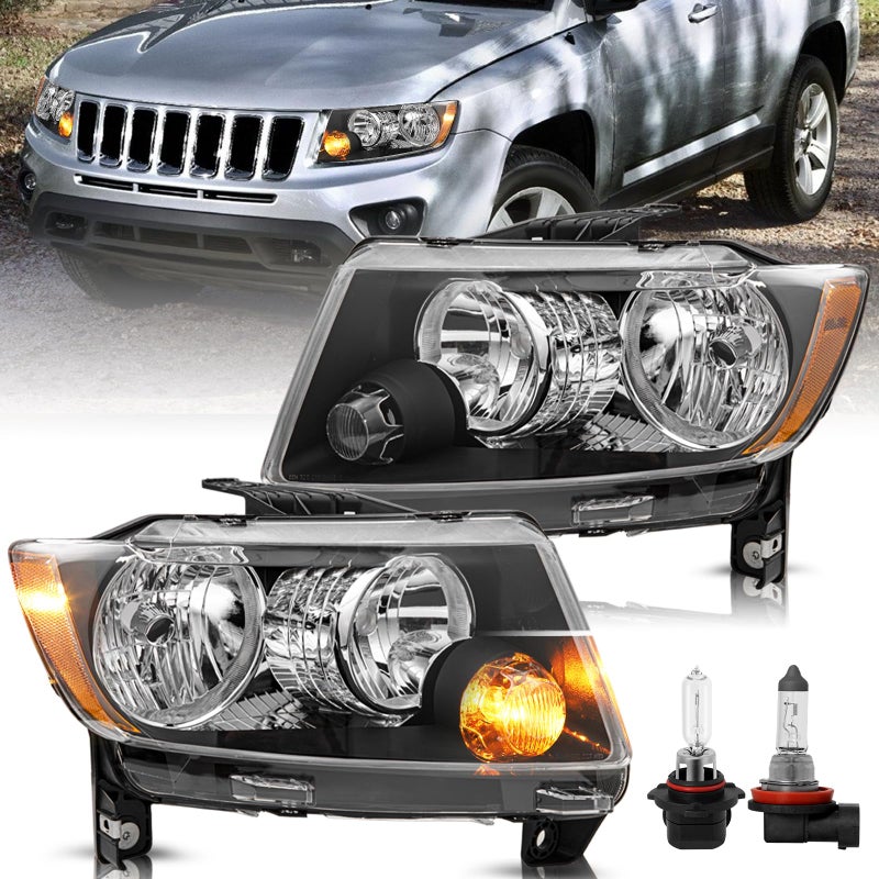 JSBOYAT Not Fit for Cherokee Halogen Headlight Assembly Replacement for 1113 Grand Cherokee 1117 Jeep Compass OE Headlamp Left Driver Side