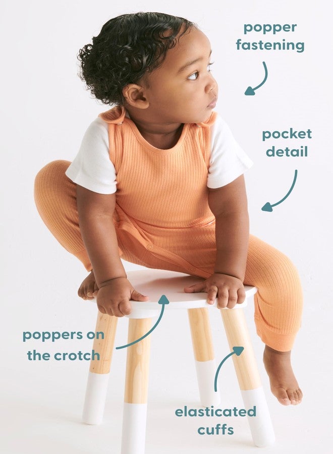 موري جمبسوت موري للأطفال للجنسين، بلون أخضر مضلع، مزود بأزرار كبس على الكتف وجيب - جمبسوت قطعة واحدة للأولاد والبنات - من 18 إلى 24 شهرًا - Image 2