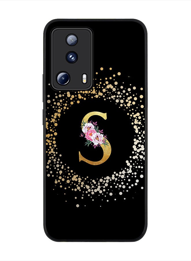 Stylizedd غطاء لهاتف Xiaomi 13 Lite 5G / Xiaomi Civi 2 5G ، حافظة سوداء متينة نحيفة - نمط زهور حرف مخصص -S(أسود) - Image 1