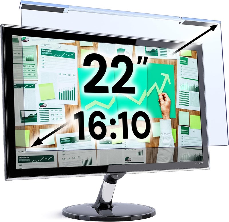 VINTEZ Blue Light Screen Protector for 22 Inch Computer Monitor and Laptop – Anti-UV Blue Light Blocking Film for Desktop PC, Eye Protection Filter, 19.2" x 12.4", 1 Pack - Image 1