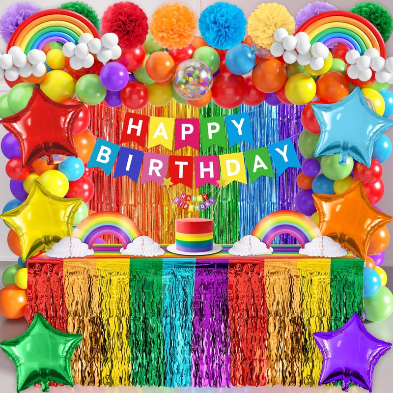 THAWAY Rainbow Birthday Decorations 104Pcs Colorful Birthday Party Decorations for Boys and Girls Rainbow Party Supplies Colorful Streamers Party Decors Set Birthday Party Backdrop - Image 2