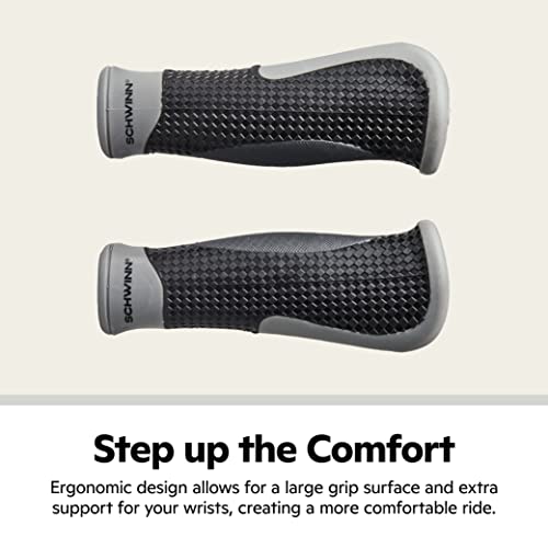 Schwinn Ergonomic Tri-Layer Gel Comfort Bike Grip, Textured Pattern, Durable Rubber, Fits Standard 22.2mm Handlebar, Black/Grey, Adult Sized - Image 2