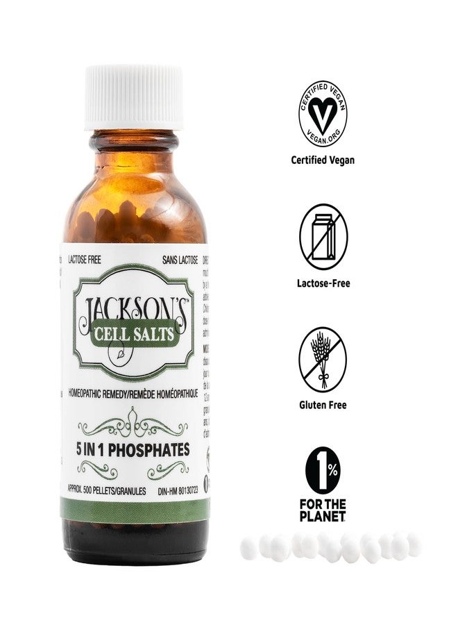 Jackson's Jackson’s 5-in-1 Phosphates Cell Salt Combo – Calc phos 6X, Ferr phos 6X, Kali phos 6X, Mag phos 6X, NAT phos 6X in Equal Amounts – Certified Vegan, Lactose-Free Schuessler Salt (500 Pellet Bottle) - Image 2