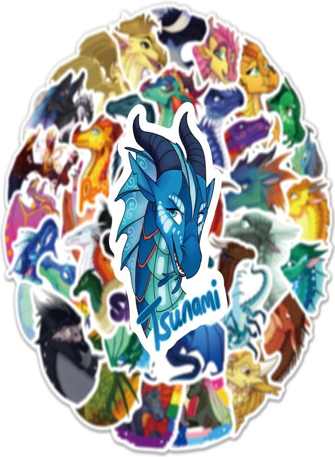 PWSTY 50Pcs Cute Cartoon Wings of Fire Stickers - Fantasy Literature Decorative Waterproof Decal Stickers for Kids, Teens & Adults for Water Bottle Laptop Toy Sticker (Wings) - Image 4