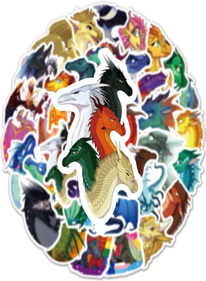 PWSTY 50Pcs Cute Cartoon Wings of Fire Stickers - Fantasy Literature Decorative Waterproof Decal Stickers for Kids, Teens & Adults for Water Bottle Laptop Toy Sticker (Wings) - Image 3