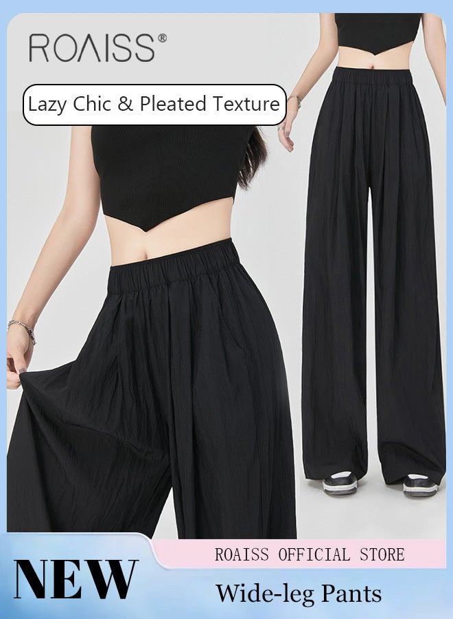 roaiss Women YamamotoStyle Pants Relaxed Wide Leg with Textured Feel Leg Shaping Fashionable Slimming Sun Protection Excellent Drape  - Image 1