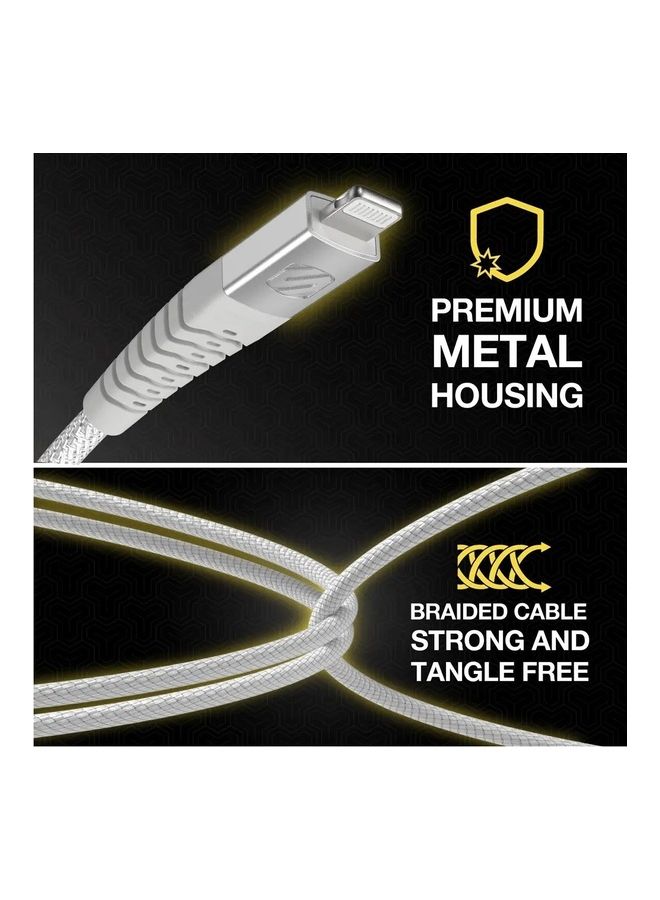 سكوش Heavy Duty USB C To Lightning Cable 4ft Silver - Image 4