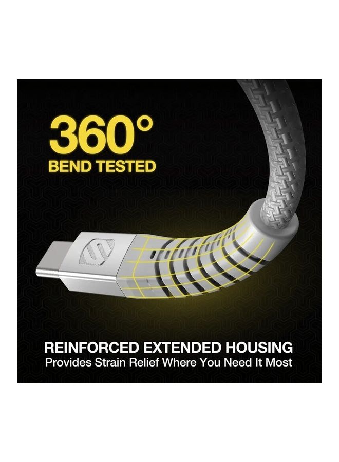 سكوش Heavy Duty USB C To Lightning Cable 4ft Silver - Image 2