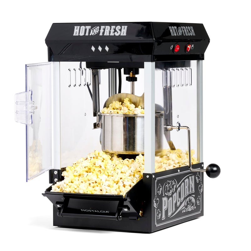 Nostalgia Nostalgia Popcorn Maker Machine  Professional Tabletop With 25 Oz Kettle Makes Up to 10 Cups  Vintage Popcorn Machine Movie Theater Style  Black 
