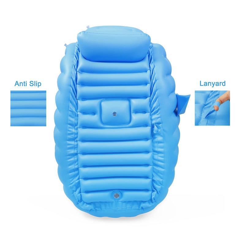 PandaEar Baby Inflatable Bathtub, Portable Travel Baby Infant Bath Tub Toddler Bathtub with Air Pump, Foldable Non-Slip Shower Basin Mini Air Swimming Pool for Newborn (Blue) - Image 3