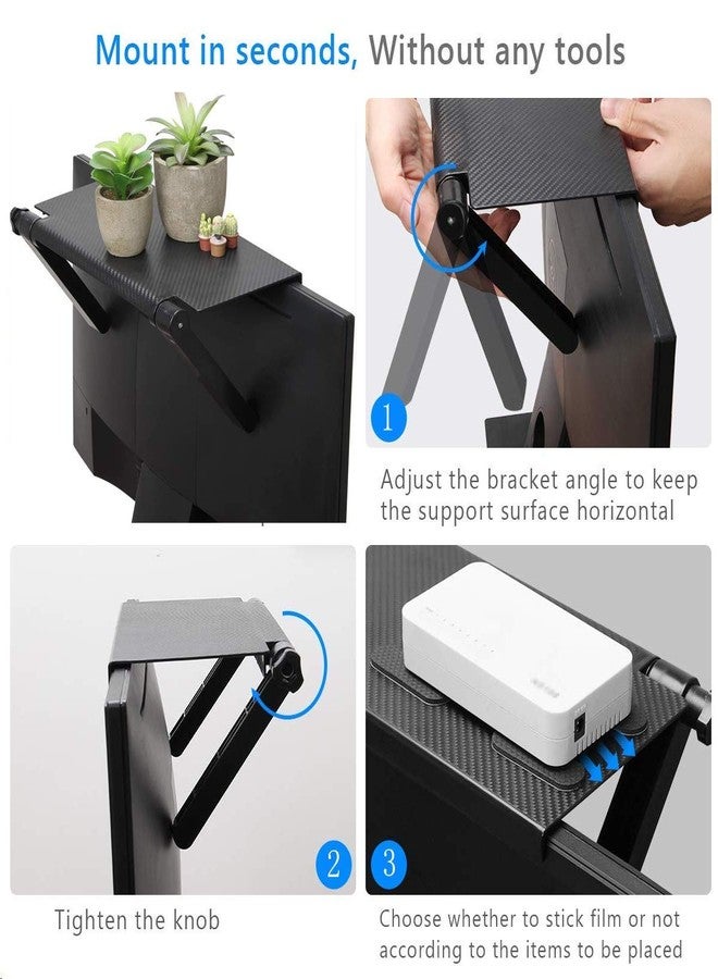 Ahier Cable Box Shelf for Wall Mounted TV, TV Top Shelf Mount on Desktop Computer Monitor to Hold Cable Boxes, Media Boxes, Game Console Black - Image 4