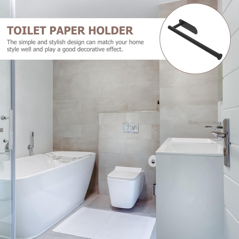 VILLCASE Stainless Steel Wall Mount Toilet Paper Holder with Roll Paper Hanging Rack, Black Long-Style Bathroom Tissue Holder for Bathroom Sundries Organization - Image 5