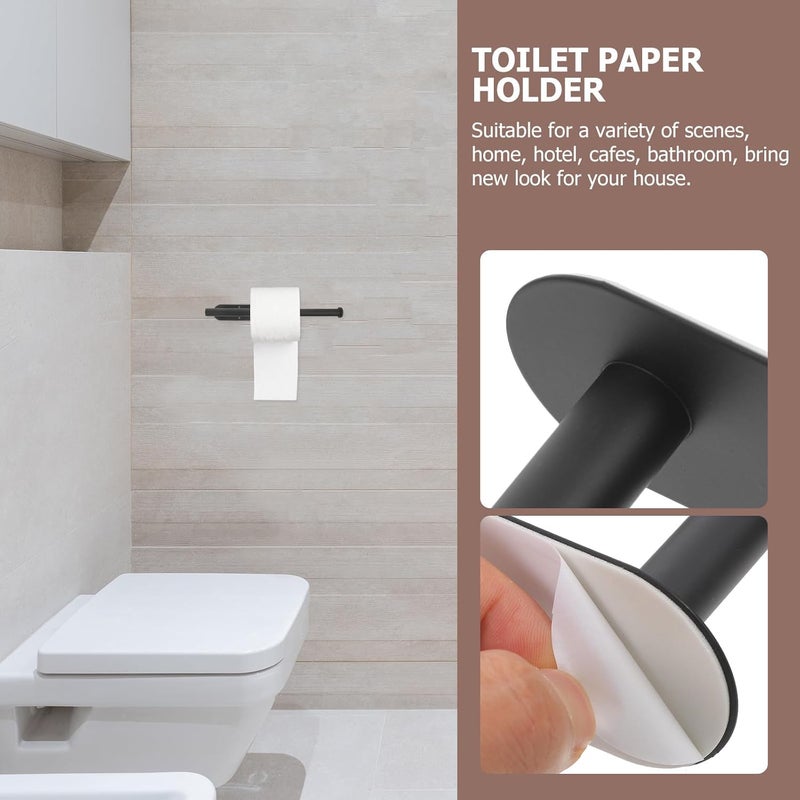 VILLCASE Stainless Steel Wall Mount Toilet Paper Holder with Roll Paper Hanging Rack, Black Long-Style Bathroom Tissue Holder for Bathroom Sundries Organization - Image 4