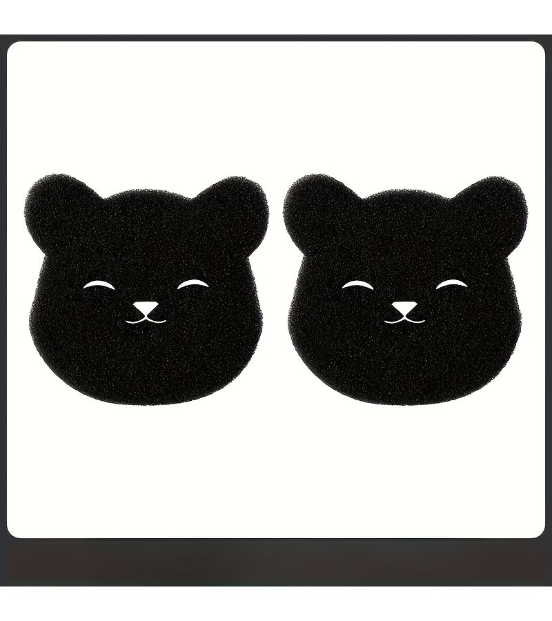 2pcs Thickened Bear Model Cute Black Brown Hair Sticker Magic Hair Remover Expressive Laundry Ball Soft Sponge Attachment For Bed Sofa Pet Hair Removal Safe Washing Machine Clothing Home Cleaning Lint Trap Compact Portable Design - Image 1