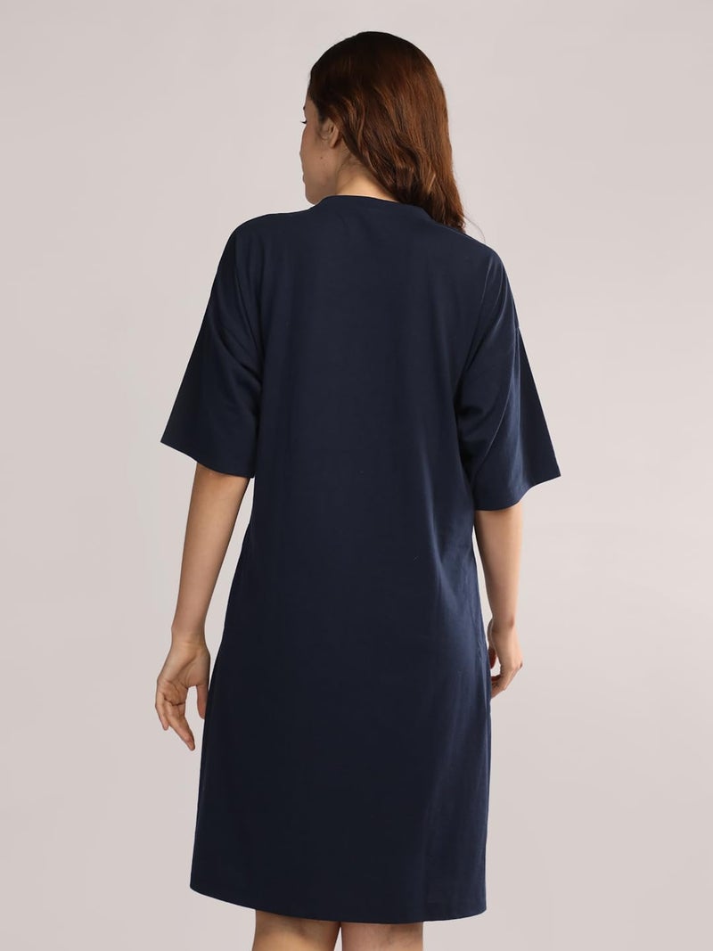Duchess Mom T-Shirt Dress | Night Dress | Loose Fit | Pre and Post Pregnancy Navy - Image 3