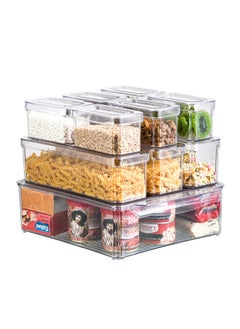 Magic Park 10Pack Fridge Organizer，Stackable Refrigerator Organizer Bins with Lids,Clear Plastic Food Storage Bins for Food Vegetable Fruit Drinks  - Image 1