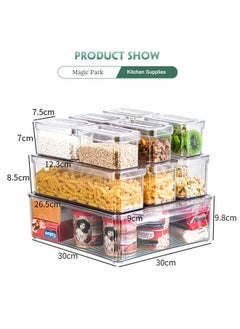 Magic Park 10Pack Fridge Organizer，Stackable Refrigerator Organizer Bins with Lids,Clear Plastic Food Storage Bins for Food Vegetable Fruit Drinks  - Image 3
