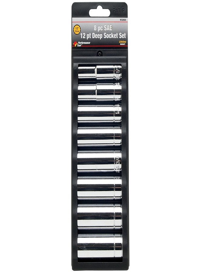بيرفورمانس تول أداة الأداء W32600، مقبس عميق SAE ذو 12 نقطة، محرك 1/2 بوصة، مكون من 8 قطع