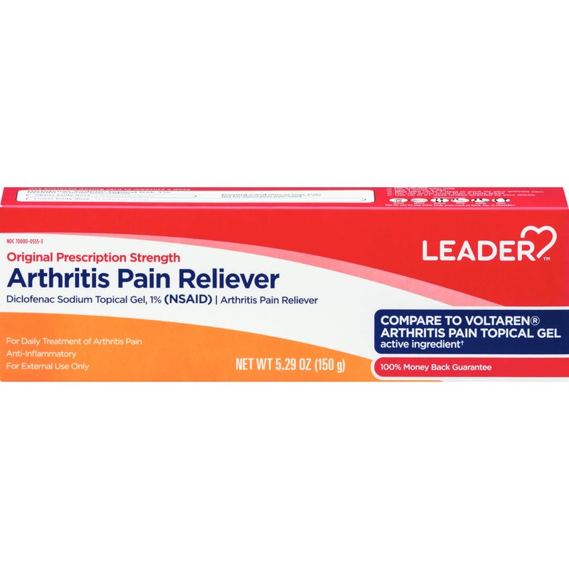 Leader Diclofenac Sodium Topical Arthritis Pain Relief Gel Tube, Powerful Anti-Inflammatory Gel (Compare to Voltaren), 5.30 Ounce, Pack of 2 - Image 1