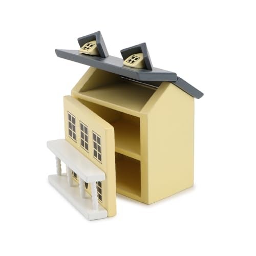 Cutemini Miniature Cottage for Dollhouse Accessories Desktop Decor Wooden Mini House Storage Decoration Ornament Nice Present for Miniature Lovers Yellow - Image 5