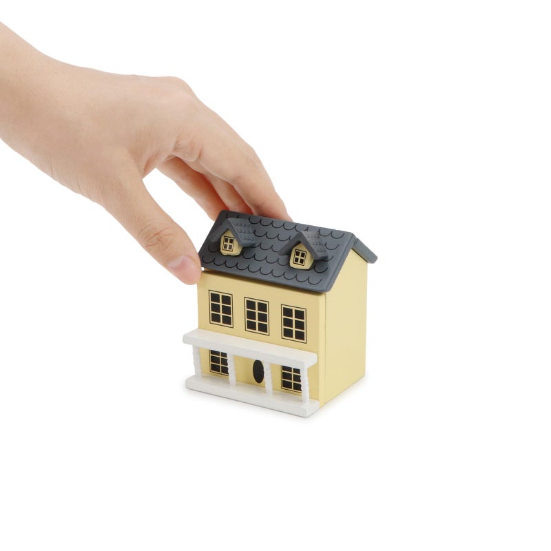 Cutemini Miniature Cottage for Dollhouse Accessories Desktop Decor Wooden Mini House Storage Decoration Ornament Nice Present for Miniature Lovers Yellow - Image 3