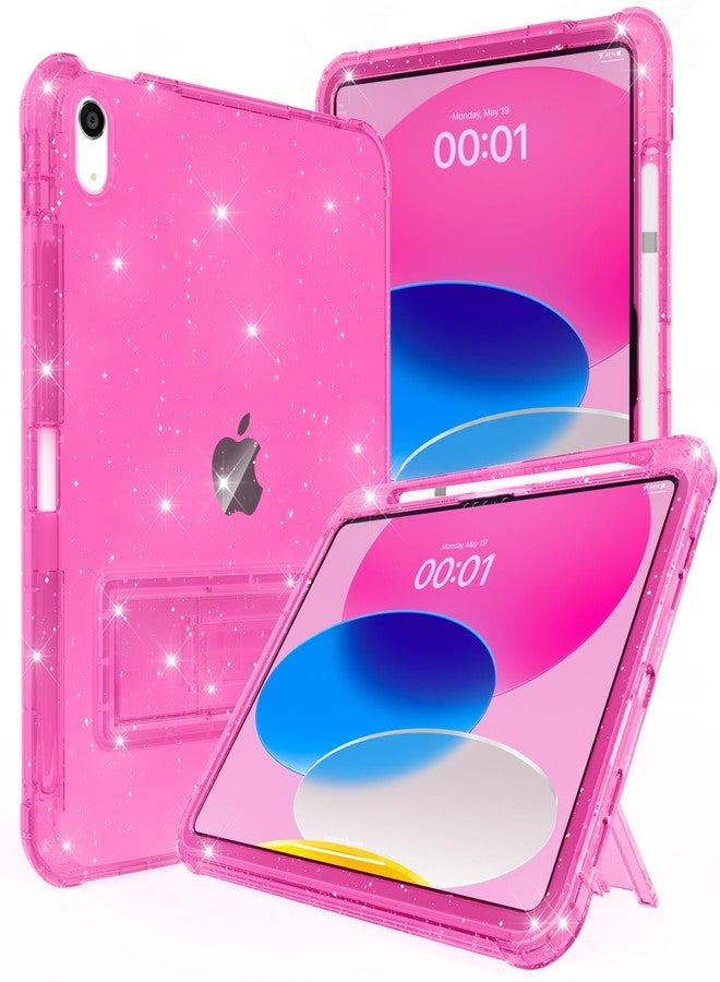 Rantice Case for iPad A16 11-inch 11th Generation, iPad 10th Generation Case 10.9 Inch, Pencil Holder & Kickstand - Slim, Glittery and Shockproof Bumper for Women and Girls, Rosered Glitter - Image 1