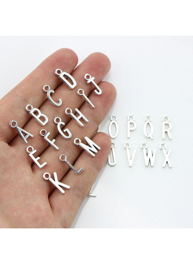 Miraclekoo - Letter Jewelery Charms Metal Alphabet Charms Alphabetic Bracelet Necklace Pendant Set Of 4 104 Pcs (Sliver) - Image 1