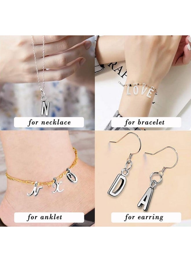 Miraclekoo - Letter Jewelery Charms Metal Alphabet Charms Alphabetic Bracelet Necklace Pendant Set Of 4 104 Pcs (Sliver) - Image 1