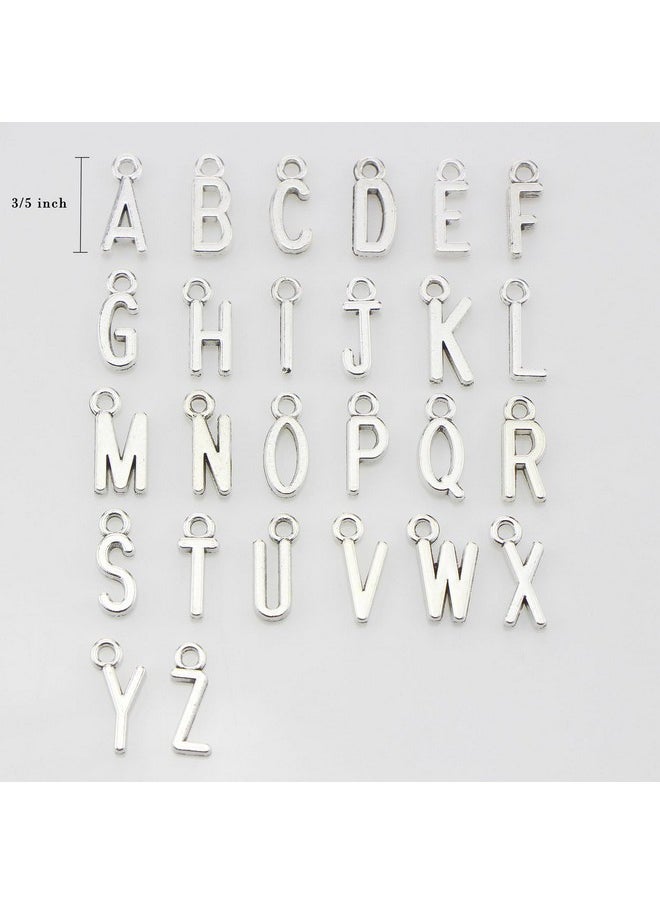 Miraclekoo - Letter Jewelery Charms Metal Alphabet Charms Alphabetic Bracelet Necklace Pendant Set Of 4 104 Pcs (Sliver) - Image 1