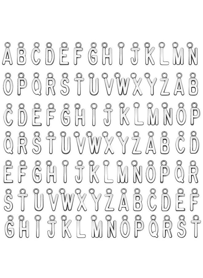 Miraclekoo - Letter Jewelery Charms Metal Alphabet Charms Alphabetic Bracelet Necklace Pendant Set Of 4 104 Pcs (Sliver) - Image 1