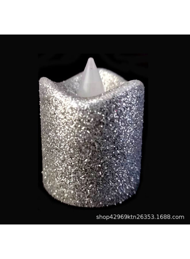 YIHANG Led Electronic Candle Gold Plated Silver Powder Wrapped Gold Powder Wave Mouth Birthday Candle Christmas Halloween Candle Lamp - Image 1