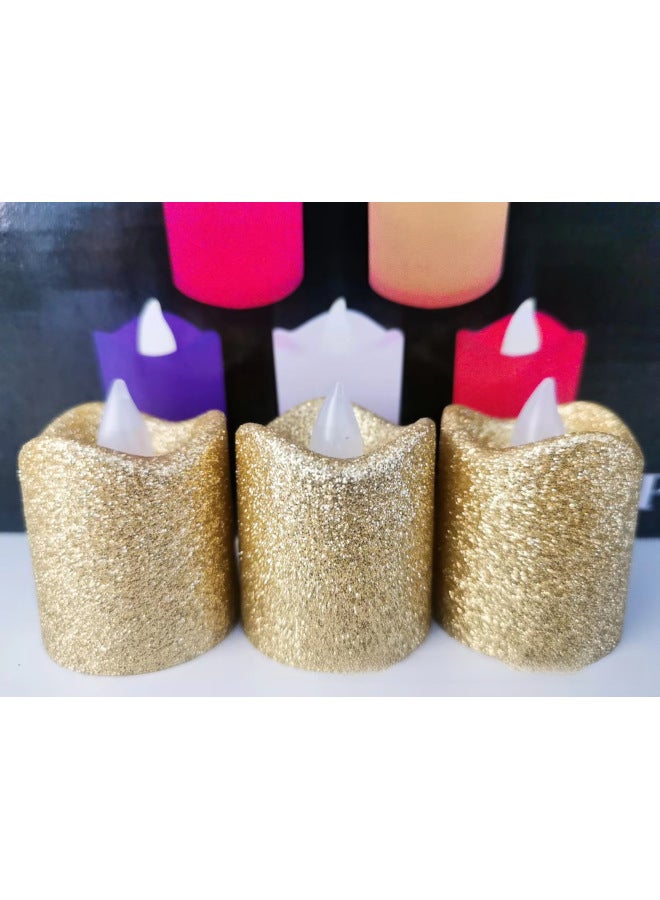 YIHANG Led Electronic Candle Gold Plated Silver Powder Wrapped Gold Powder Wave Mouth Birthday Candle Christmas Halloween Candle Lamp - Image 4