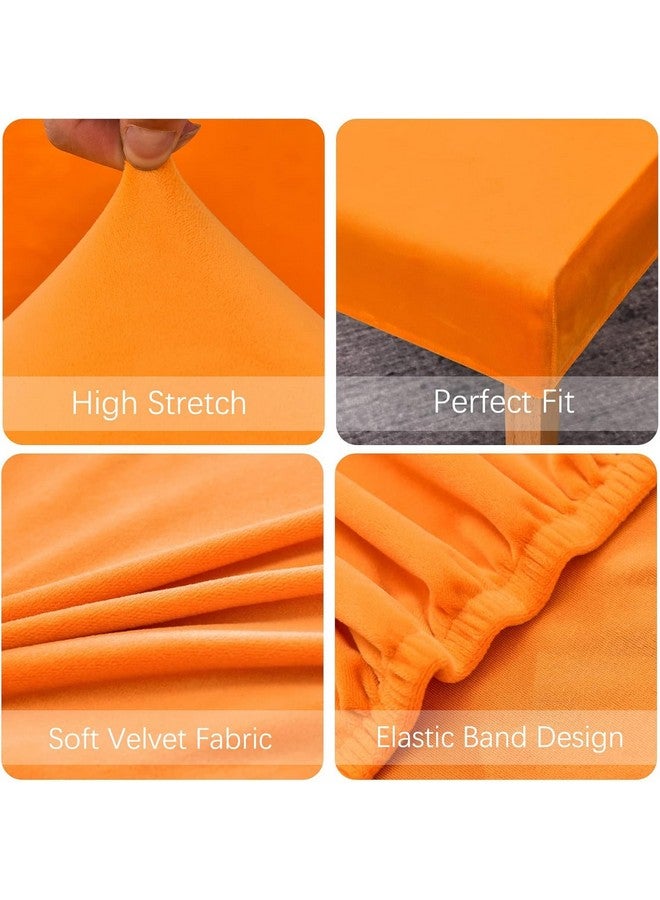 Styleys Velvet Dining Chair Covers Stretch Chair Covers for Dining Room Chair Protector Covers Slipcover Chair Covers (Pack of 6, Orange, VEMC11) - Image 3