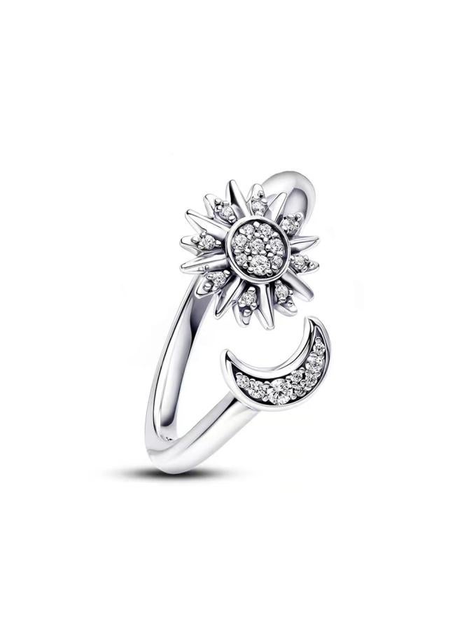 Panjia New Sun And Moon Open Ring Retro Personality Men And Women Couple Gift Jewelry Ring 