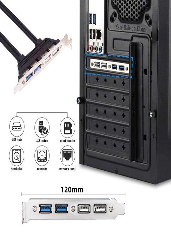 NFHK Internal Four USB2.0 & USB 3.0 Female Mount Panel to Motherboard 9pin 19pin 20pin Baffle Cable with PCI Bracket 50cm - Image 4