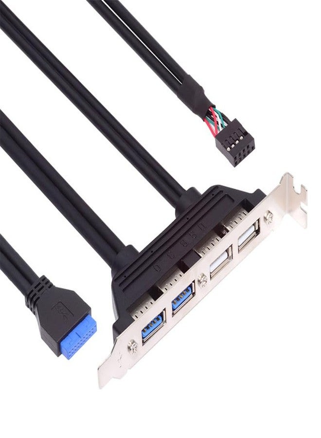 NFHK Internal Four USB2.0 & USB 3.0 Female Mount Panel to Motherboard 9pin 19pin 20pin Baffle Cable with PCI Bracket 50cm - Image 1