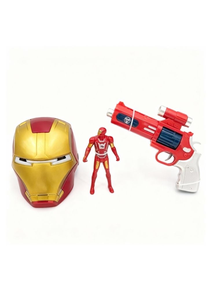 Iron Man Toy Set – Mask, Action Figure, and Blaster Gun Combo