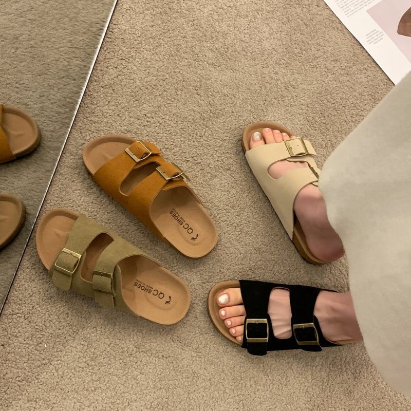 2025 Summer Thick Sole Slide Sandals with Buckle, Plus Size Beach Clogs - Image 1