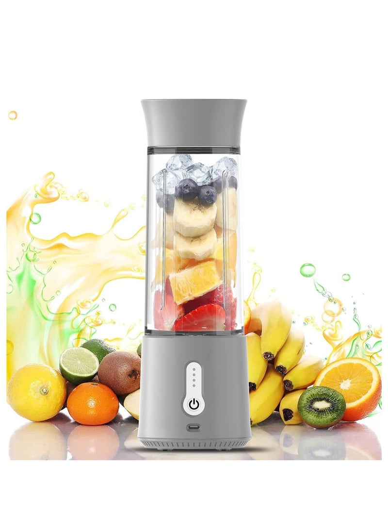 XVersion Portable Blender 500ML, Smoothie Blender, Portable Juicer Blender Smoothie Maker, Mini blender, High Speed 6-Blades for Office,Gym,Outdoor,Home,Travel,Baby Food Blender - Gray  - Image 1